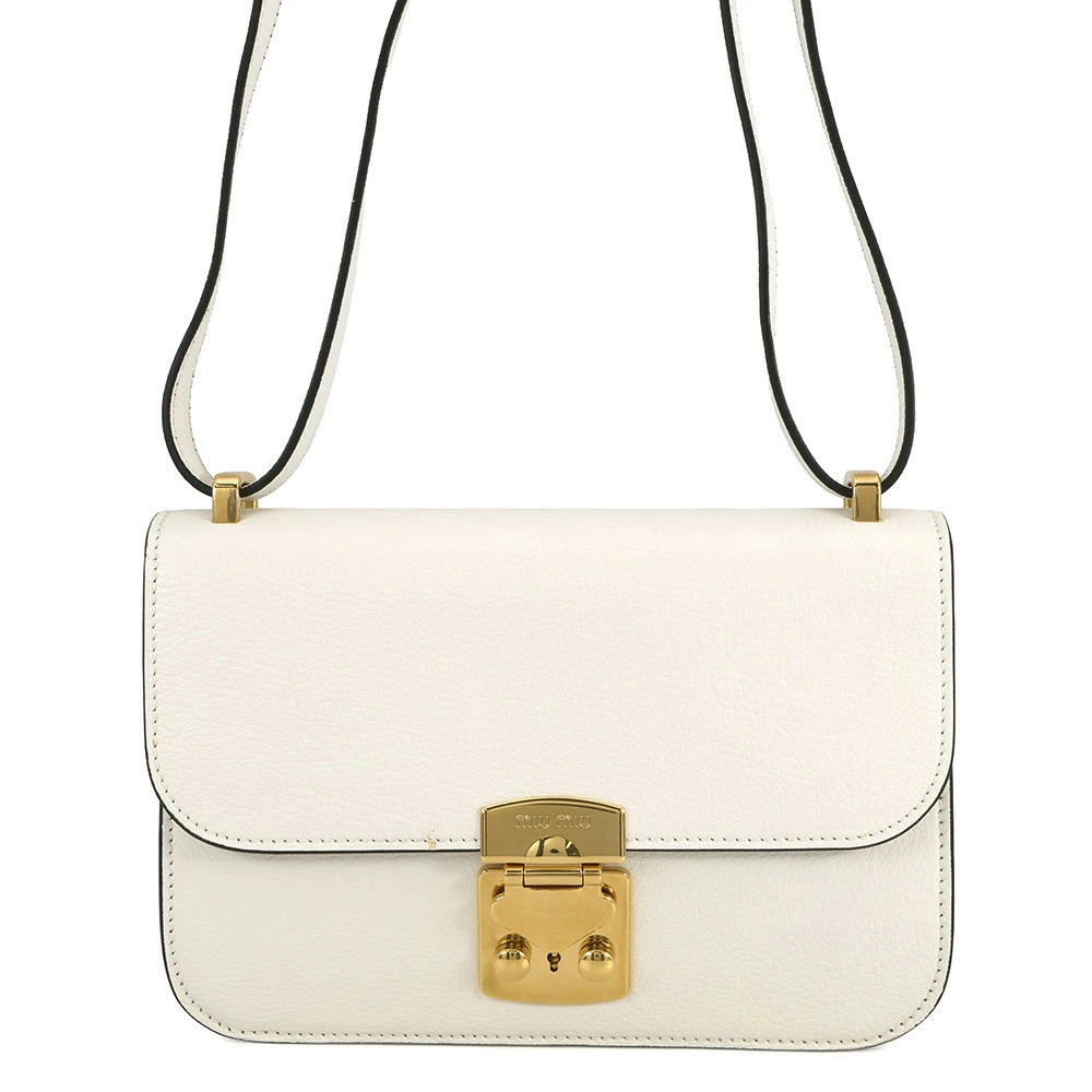 Miu Miu Shoulder Bag Madras Leather Miu Miu White